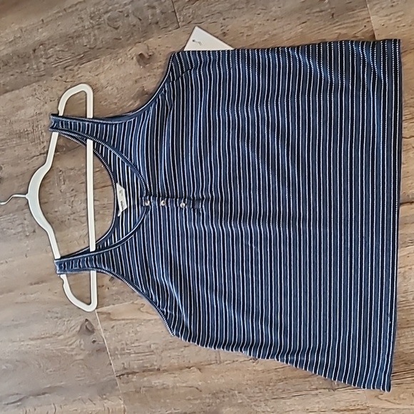 SONOMA BRAND WOMENS NAVY AND WHITE STRIPED TANK TOP SIZE XX LARGE - Picture 2 of 8